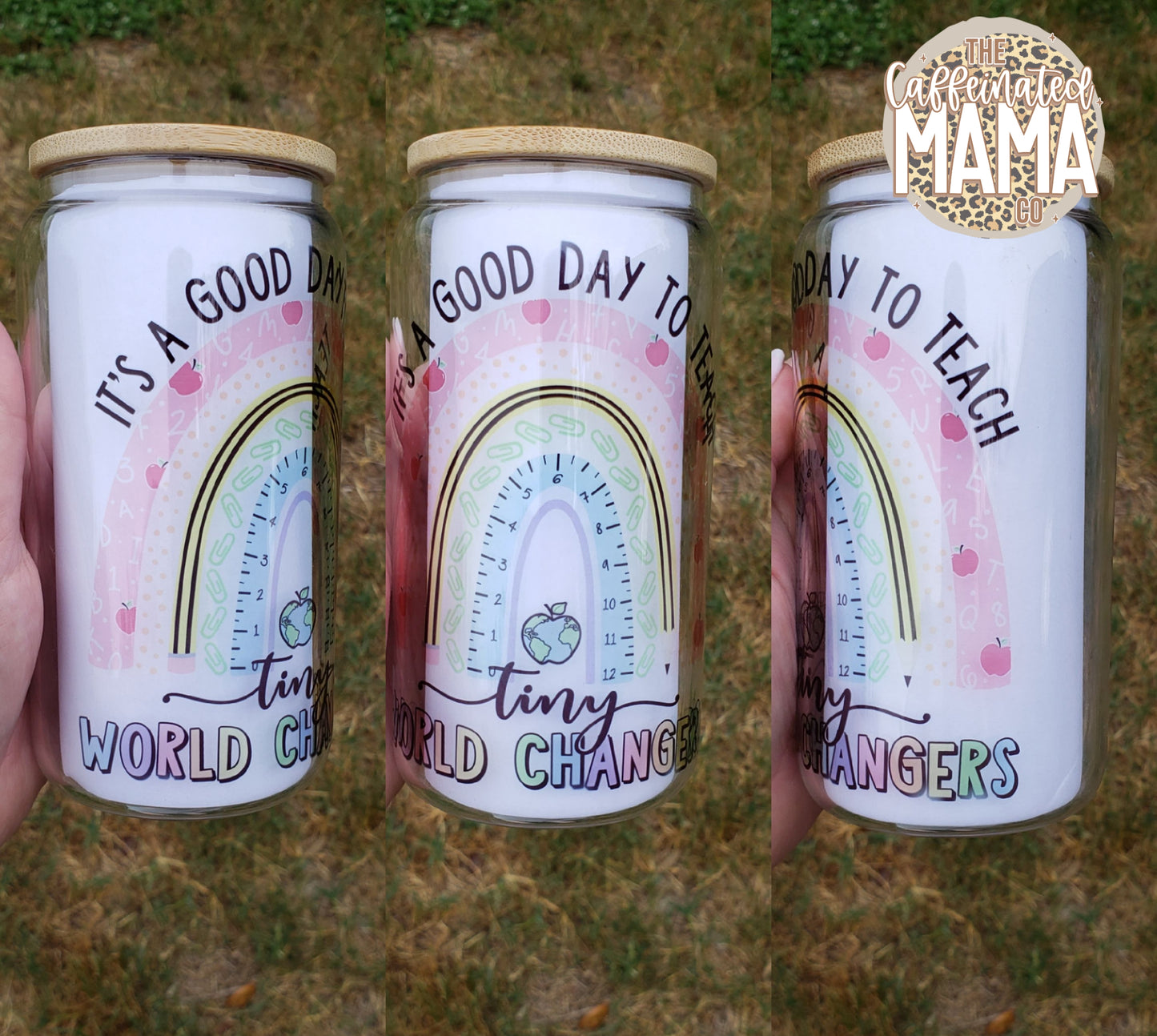 Glass Can Tumbler 16oz - Teach Tiny World Changers