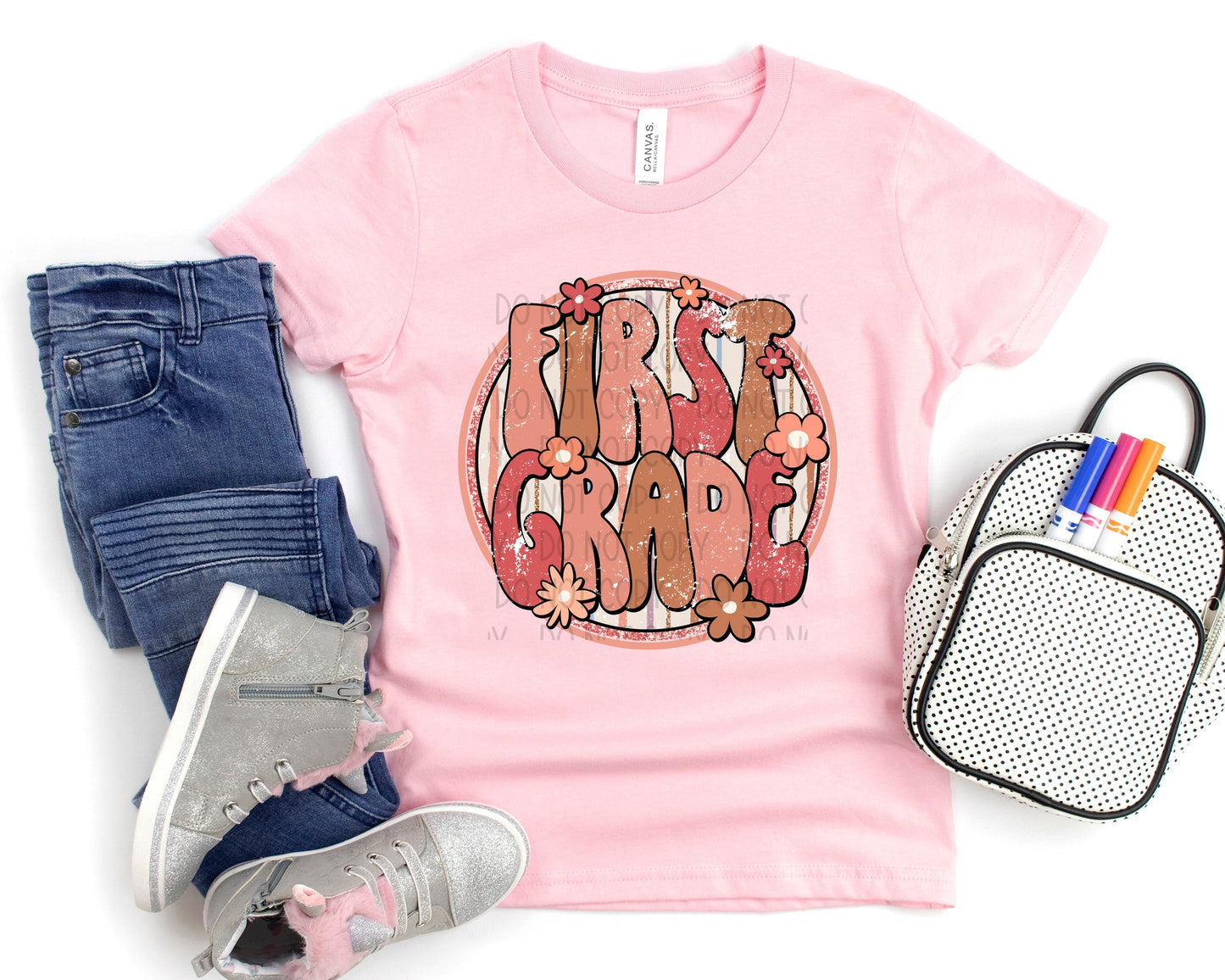 Back To School Grade Tee - Pink Flowers