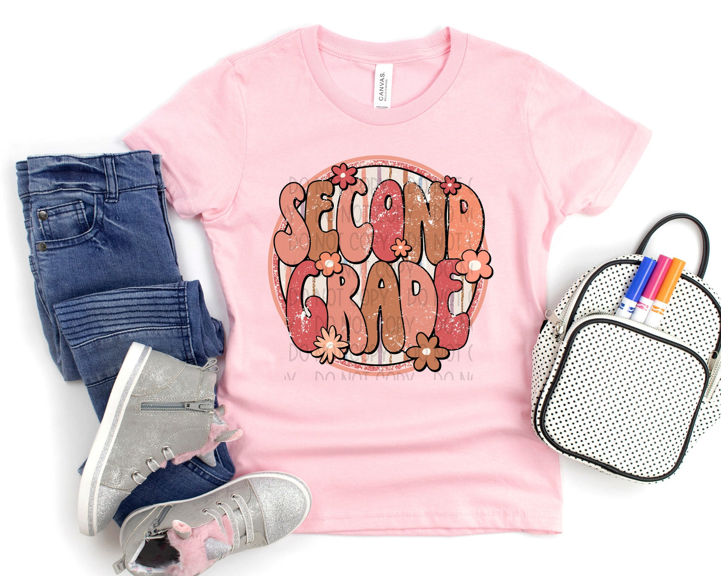 Back To School Grade Tee - Pink Flowers