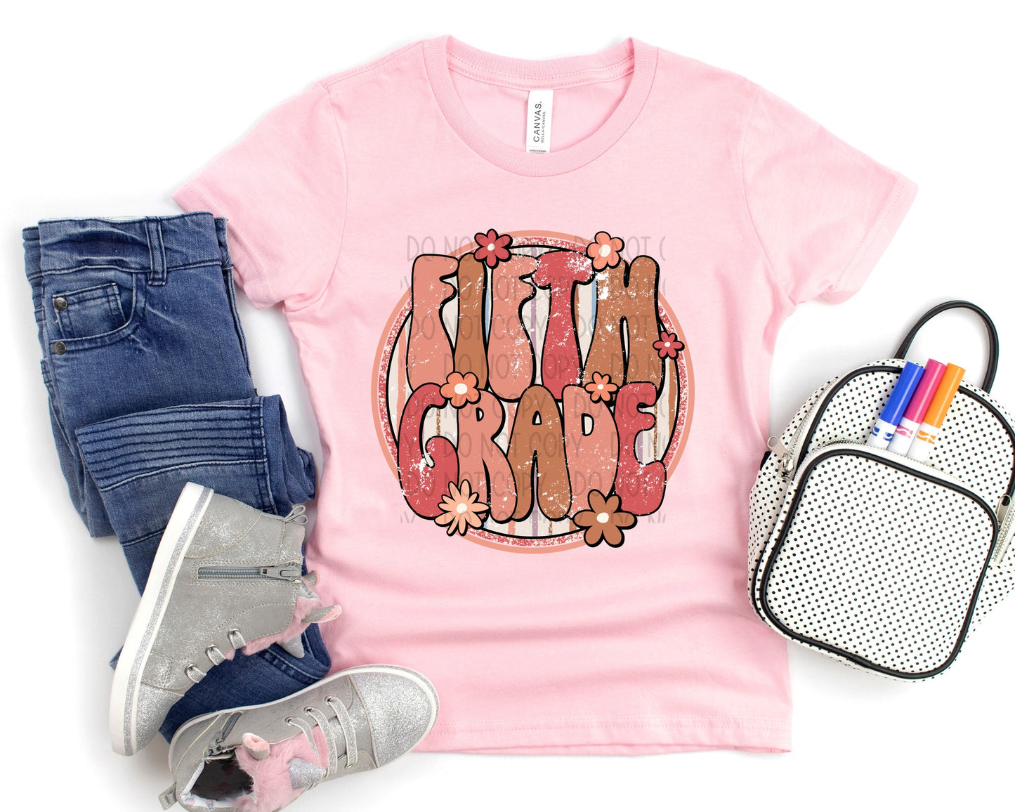 Back To School Grade Tee - Pink Flowers